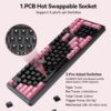 AUSDOM 98Pro Silent Wireless Mechanical Keyboard, Tri-Mode BT/2.4G/USB-C Hot Swappable Custom Quiet Keyboard with Backlit, Gasket Structure, PBT Keycaps,Pre-lubed Tactile Switches(Black & Pink-Silent)
