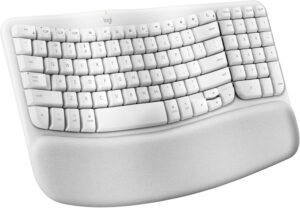 Logitech Wave Keys for Mac, Wireless Ergonomic Keyboard with Cushioned Logitech Wave Keys for Mac, Wireless Ergonomic Keyboard with Cushioned Palm Rest, Comfortable Natural Typing, Bluetooth Keyboard, Easy-Switch, Optimized for Mac, Apple, iPad - Off White