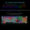 AULA F2088 Typewriter Style Mechanical Gaming Keyboard Wired,Blue Switches,Rainbow LED Backlit,Removable Wrist Rest,Media Control Knob,Retro Punk Round Keycaps,USB Wired Computer Keyboard