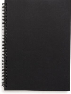 TRU RED Medium Soft Cover Meeting Notebook, Black - Ruled, Spiral, 80 Sheets, Durable Wirebound, Interior Pocket, Thick Premium Paper