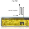 71us5TN2xWL._AC_SL1500_.jpg BOOGIIO Large Print Computer Keyboard, Wired USB High Contrast Keyboard with Oversized Print Letters for Visually Impaired Low Vision Individuals (Yellow+Black)