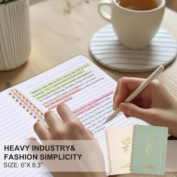 Joyberg Aesthetic Spiral Notebook, 2PCS Cute Notebook, 8.3" x 6" Notebook For Women, A5 Spiral Journal Notebook for Office/School/Home (Green & Beige)