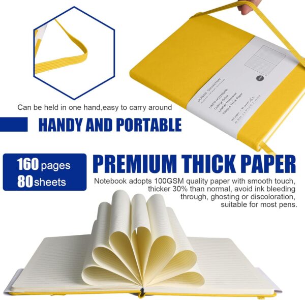 Lined Journal Notebook – Hardcover Notebook for Men & Women – Journals for Writing, Work, School, Home & Daily Notes, 160 Pages – Medium A5, 5.7"x8", 100 gsm Thick Paper (Bright Yellow)​