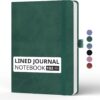 Lined Journal Notebook, A5, 192 Pages 100 GSM Thick Paper, Lined Journal Notebook, A5, 192 Pages 100 GSM Thick Paper, Hardcover Leather College Ruled Journal for Writing, Men Women, Journaling, Daily, Work, Office, Home School Business(Dark Green)