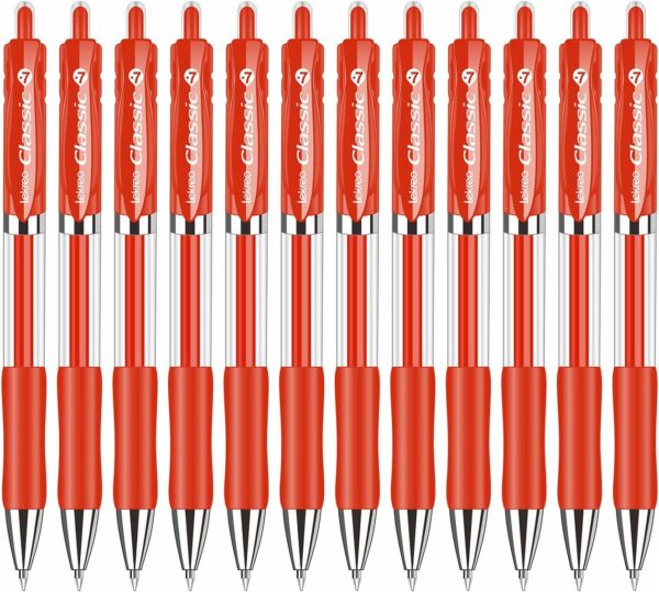 Classic Retractable Gel Roller Pens, 0.7mm Fine Point, Red Ink Classic Retractable Gel Roller Pens, 0.7mm Fine Point, Red Ink (Red - 12 Packs)
