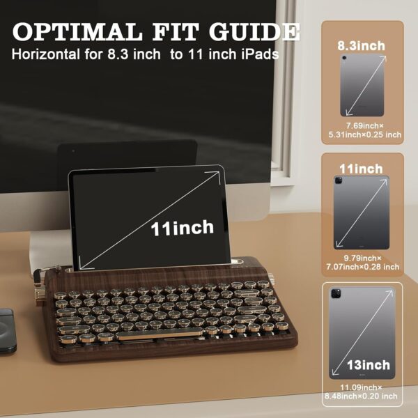 YUNZII QL75 Wireless Typewriter Hot Swap Retro Mechanical Keyboard,Punk Round Keycaps,RGB Backlit QMK/VIA Programmable, Multi-Device Keyboard with 2.4GHz/Type-C/BT5.0 (Wood, Cocoa Cream V2 Switch)