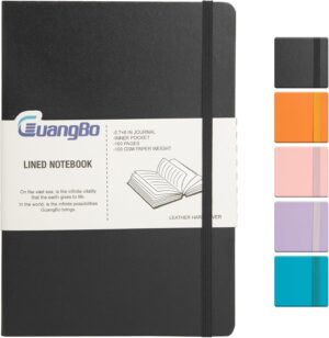 GUANGBO Lined Journal Notebook for Work with 160 Pages, 5.6" x 8" Hardcover Notebooks Journals Medium Size for Writing Women Men