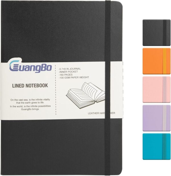 GUANGBO Lined Journal Notebook for Work with 160 Pages, 5.6" GUANGBO Lined Journal Notebook for Work with 160 Pages, 5.6" x 8" Hardcover Notebooks Journals Medium Size for Writing Women Men