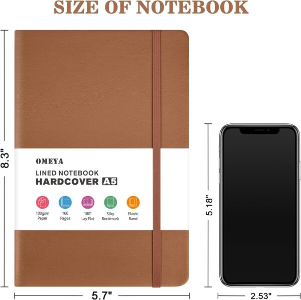 71xeMh5kcaL._AC_SL1500_.jpg OMEYA 4 Pack Lined Journal Notebooks for Work, 100gsm Thick Paper, 5.7"x 8.3", College Ruled A5 Notebook Bulk, Leather Journal for Writing, Hardcover Notebooks for School, Office, Journal for Men