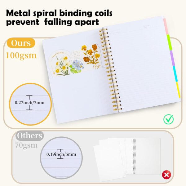 5 Subject Notebook College Ruled, A5 Spiral Notebook with Removable Pocket Dividers Tabs, Lined Organizer Notebook Journal for Women, 240 Pages Notebooks for Work School Note Taking, Purple Marble