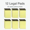 Oxford Premium Legal Pads, 12 Pack, Premium Note Pads, 50 Legal Rule 8.5" x 11" Sheets, Canary Yellow Paper with Firm Back, Professional Legal and Office Notepads