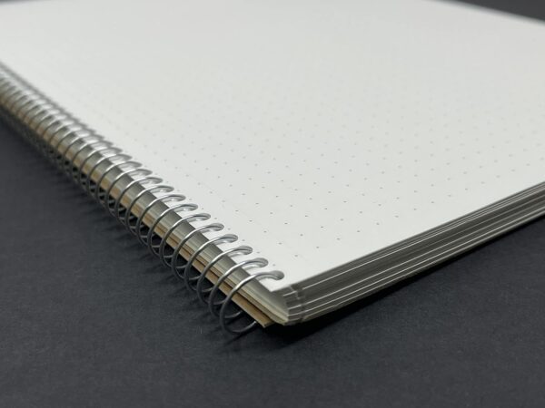 71yUrXHM9BL._AC_SL1500_.jpg Maruman Spiral Note Basic Dot Grid Notebook- A4, 8.27" x 11.69", 80 Sheets / 160 Pages, 5mm Dotted Journal, Perforated Pages & Wire-Bound to Lay Flat, Sturdy Kraft Cover, Made in Japan