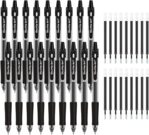 Shuttle Art Black Gel Pens, 36 Pack(18 Gel Pens with 18 Refills) Retractable Medium Point Rollerball Gel Ink Pens Smooth Writing with Comfortable Grip