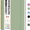 Taja Spiral Lined Notebook, 8.5"x11" Notebooks for Work, Large A4 Journal for Women & Men, College Ruled Journaling Notebook for Writing, Plastic Cover Spiral Journal, Green