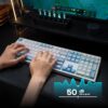 EPOMAKER TH108 Full Size Mechanical Keyboard, Wireless Gaming Keyboard with 8000mAh Battery, Creamy Gasket, 108 Keys, Hot Swap, Custom Driver, RGB Backlight (Blue&White, Sea Salt Silent)