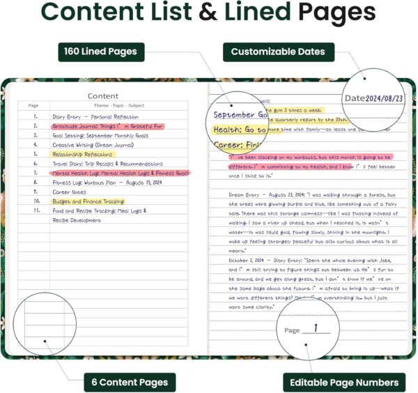 Taja Lined Journal Notebook for Women & Men, Hardcover Leather Journal for writing, A5 College Ruled Notebook for Work & Note Taking, Perfect for Office School Home Supplies, 160 Pages, Butterfly