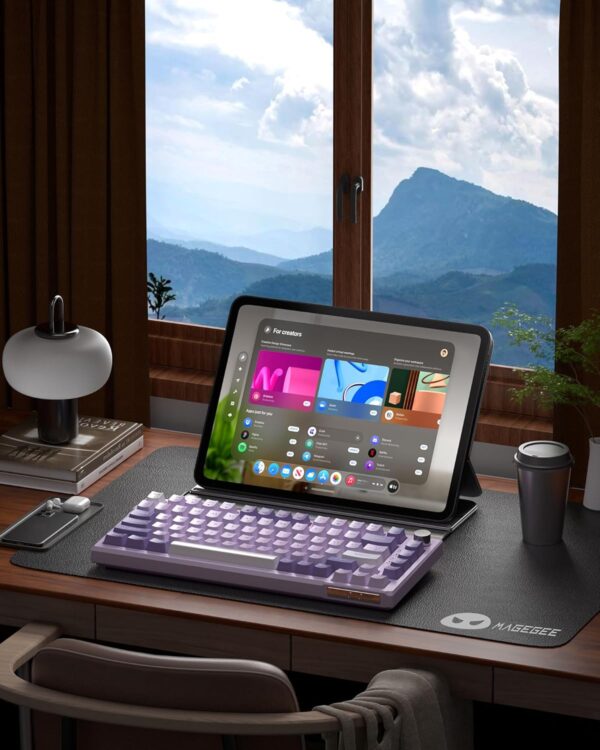 81rfR-GBBL._AC_SL1500_.jpg MageGee SKY81 75% Mechanical Gaming Keyboard, Gasket Hot Swappable Wired Custom Creamy Keyboard with 5-Layer Sound Dampening, Knob Control, RGB Backlit, NKRO for Win/Mac (Violet, Violet Switch)