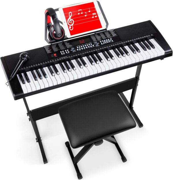 Best Choice Products 61-Key Electronic Keyboard Piano Portable Electric Keyboard Best Choice Products 61-Key Electronic Keyboard Piano Portable Electric Keyboard Complete Beginner Set w/LED Screen, Stand, Bench, Headphones - Black