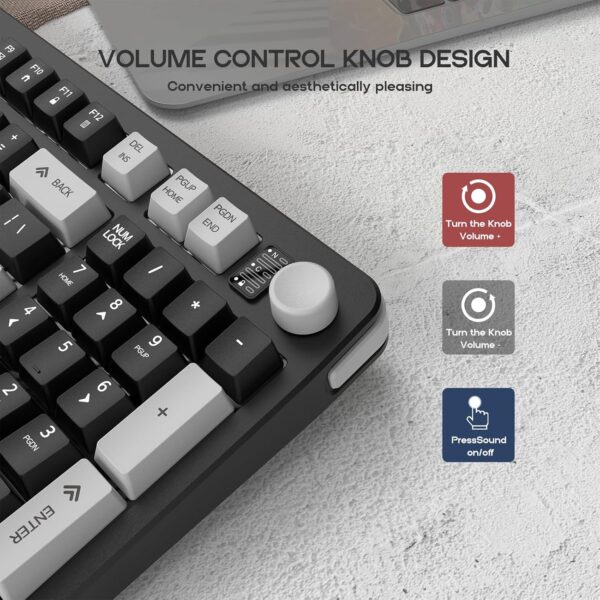 Hofotek 96% Wired Gaming Keyboard,Creamy Membrane Quiet Silent Keyboard with Number Pad & Volume Knob,Light Up Computer USB Teclado for PC Desktop Games Office