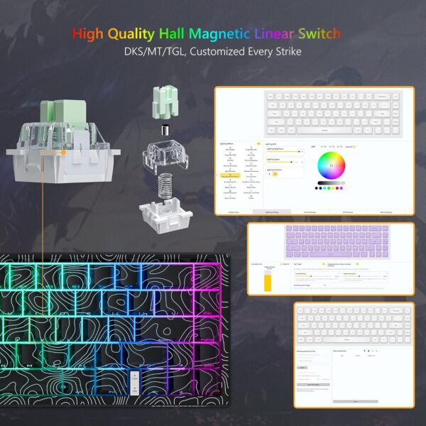 Womier M68 HE V2 Rapid Trigger Keyboard 60% Percent, Hall Effect Topographic Gaming Keyboard, Wired RGB Custom Mechanical Key Board with Magnetic Switch, PBT Keycaps for Mac/Win (Black)