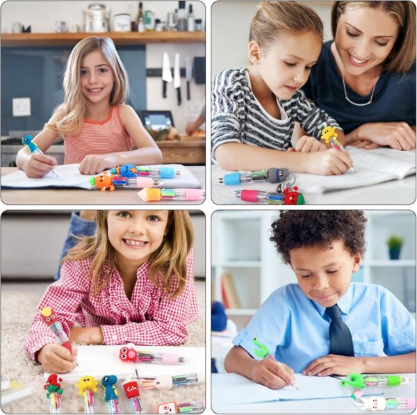 CZWZ 20Pcs Mini Multicolor Pens in One 4-in-1 Cute Pens Bulk for Kids, Fun Kawaii Ballpoint Pens for Birthdays and Children's Party Favors Gifts Teacher School Supplies
