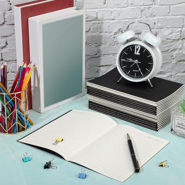 Handepo 100 Pack Composition Notebooks A5/A6 Ruled Lined Composition Kraft Notebooks Bulk Soft Cover Journals Travel Diary Memo for Students Classroom Office Supplies(A5,Black)