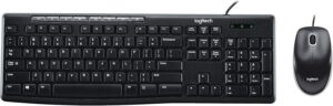 Logitech MK200 Media Combo Wired Keyboard and Mouse, Full-Size Keyboard with Easy-Access Media Controls, High-Definition Optical Mouse, Plug and Play USB Connection – Black