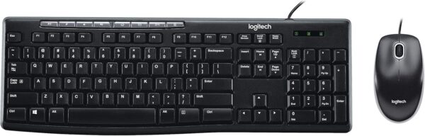 Logitech MK200 Media Combo Wired Keyboard and Mouse, Full-Size Keyboard Logitech MK200 Media Combo Wired Keyboard and Mouse, Full-Size Keyboard with Easy-Access Media Controls, High-Definition Optical Mouse, Plug and Play USB Connection – Black