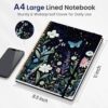 Taja Large Spiral Lined Journal for Women, 8.5" x 11" Notebooks for Work Collge Ruled, A4 Aesthetic Cute Journaling Notebooks for Writing, Plastic Cover, Celestial