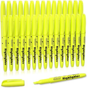 Shuttle Art Yellow Highlighters, 30 Pack Highlighters Bright Colors, Chisel Tip Dry-Quickly Non-Toxic Highlighter markers for Adults Kids Highlighting in Home School Office
