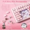 YUNZII B87 Wireless Mechanical Keyboard,QMK/VIA Programmable,TKL Layout 87 Keys,BT/2.4G/USB-C,Hot Swap Gasket Mount RGB Backlit Gaming with Wrist Rest for Win/Mac (Pink, Cocoa Cream V2)