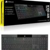 Corsair K100 AIR Wireless RGB Mechanical Gaming Keyboard - Ultra-Thin, Sub-1ms Slipstream, Low-Latency Bluetooth, Cherry MX Ultra Low Profile Keyswitches - NA Layout, QWERTY - Black