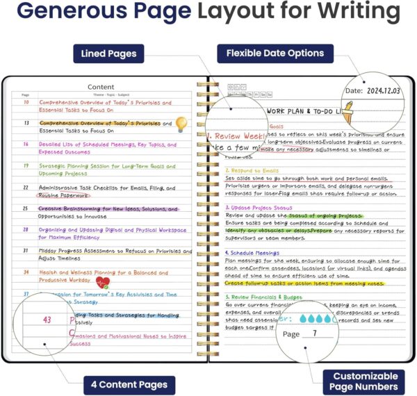 Taja Large Spiral Lined Journal for Women, 8.5" x 11" Notebooks for Work Collge Ruled, A4 Aesthetic Cute Journaling Notebooks for Writing, Plastic Cover, Celestial