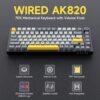Ajazz AK820 75% Wired Gasket Mechanical Gaming Keyboard with Volume Knob - South Facing LED - PBT Keycaps - Programmable RGB Hot Swap Keyboard