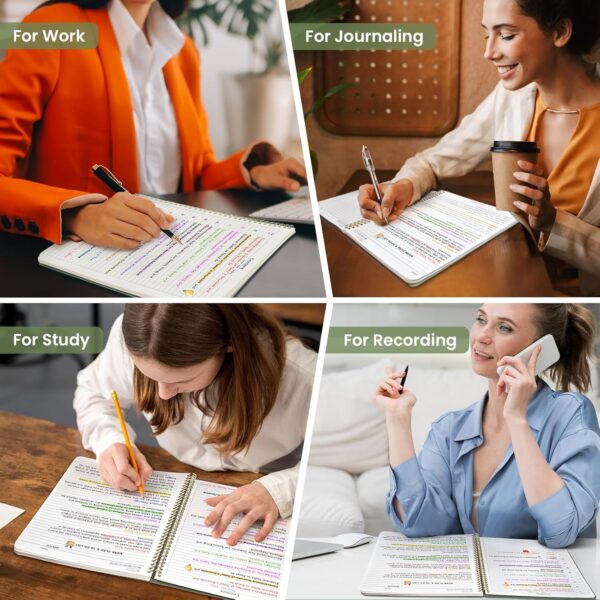 Taja Spiral Lined Notebook, 8.5"x11" Notebooks for Work, Large A4 Journal for Women & Men, College Ruled Journaling Notebook for Writing, Plastic Cover Spiral Journal, Green