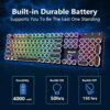 Redragon Typewriter Keyboard Wireless, Mechanical Gaming Keyboard, Bluetooth/2.4Ghz/Wired, RGB LED Backlit, Rechargeable, Blue Switch - Clicky, Solid Metal Panel, Round Keycaps, Black