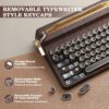 YUNZII QL75 Wireless Typewriter Hot Swap Retro Mechanical Keyboard,Punk Round Keycaps,RGB Backlit QMK/VIA Programmable, Multi-Device Keyboard with 2.4GHz/Type-C/BT5.0 (Wood, Cocoa Cream V2 Switch)