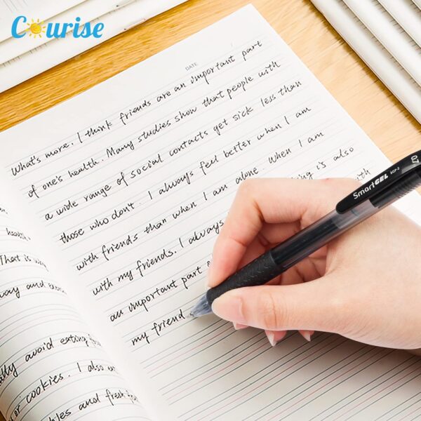 Courise 30 Pack Black Gel Pens, Retractable Medium Point Gel Ink Pens Smooth Writing for School Office Home, Comfort Grip(15 Pens with 15 Refills)