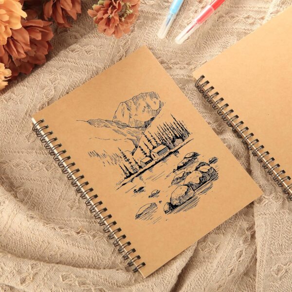 MIVIDE 24 Pack A5 Bulk Spiral Notebooks with Kraft Cover, 8.3 x 5.8 Inch 120 Pages Hardcover Spiral Lined Notebook Journal, Lined Travel Bulk Writing Paper Notebook for School Business Office Supplies