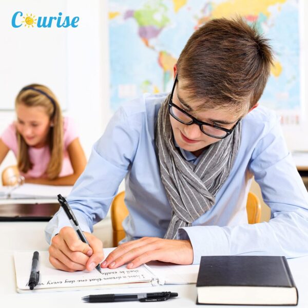 Courise 30 Pack Black Gel Pens, Retractable Medium Point Gel Ink Pens Smooth Writing for School Office Home, Comfort Grip(15 Pens with 15 Refills)
