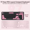 AUSDOM 98Pro Silent Wireless Mechanical Keyboard, Tri-Mode BT/2.4G/USB-C Hot Swappable Custom Quiet Keyboard with Backlit, Gasket Structure, PBT Keycaps,Pre-lubed Tactile Switches(Black & Pink-Silent)