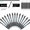 Courise 30 Pack Black Gel Pens, Retractable Medium Point Gel Ink Pens Smooth Writing for School Office Home, Comfort Grip(15 Pens with 15 Refills)