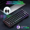TECURS 60% Compact Mechanical Keyboard for Mac/Windows/PC, Ideal for Office & Gaming, 61 Keys RGB Backlit Wired Keyboard with Linear Red Switch for Fast Response & Smooth Typing, Black