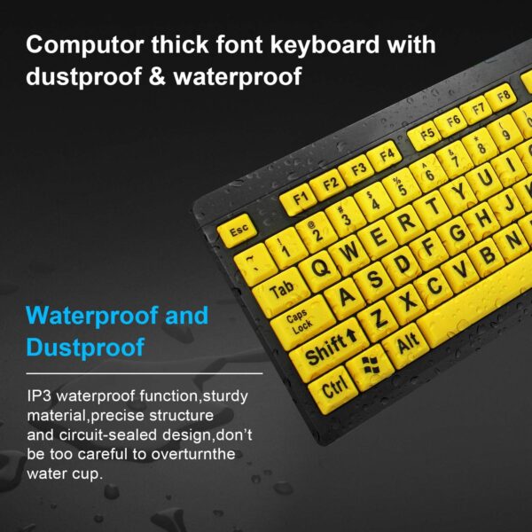 81InJeW9RpL._AC_SL1500_.jpg BOOGIIO Large Print Computer Keyboard, Wired USB High Contrast Keyboard with Oversized Print Letters for Visually Impaired Low Vision Individuals (Yellow+Black)