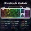 AULA Keyboard, T102 104 Keys Gaming Keyboard and Mouse Combo with RGB Backlit Number Pad, All-Metal Panel Waterproof Light Up PC Keyboard,USB Wired Computer Keyboards Gaming for Win XP/7/8/10 PC Gamer