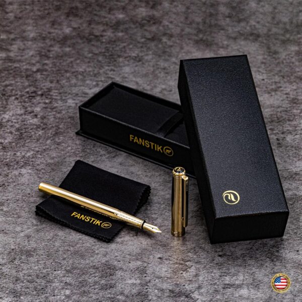 81JYUCICpL._AC_SL1500_.jpg Customized Gold Luxury fountain pen, fancy gift set for women, Real 24K Gold Plating, Professional executive pen gift set for men (Lux Custom-fountain Gld)