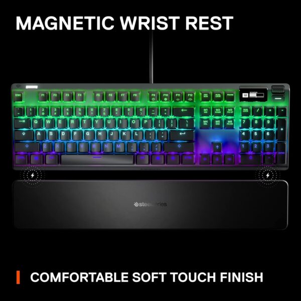 81KkfyyA9GL._AC_SL1500_.jpg SteelSeries Apex Pro HyperMagnetic Gaming Keyboard — Adjustable Actuation — OLED Screen — RGB – USB Passthrough