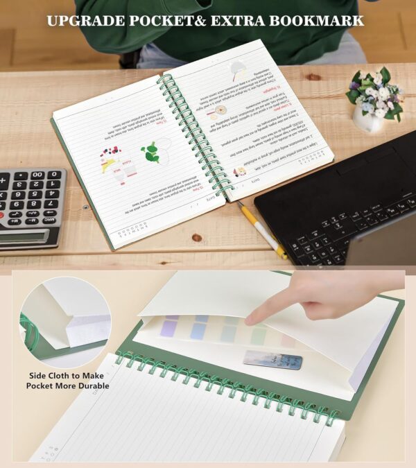 MUAHLIUB Spiral Notebook Journal,360 Pages College Ruled Notebook, Lined Thick Journals for Women Men,A5 Thick Spiral Journal for Writing,100GSM Paper, Spiral Notebooks for Work School 5.5"x8.5" Green