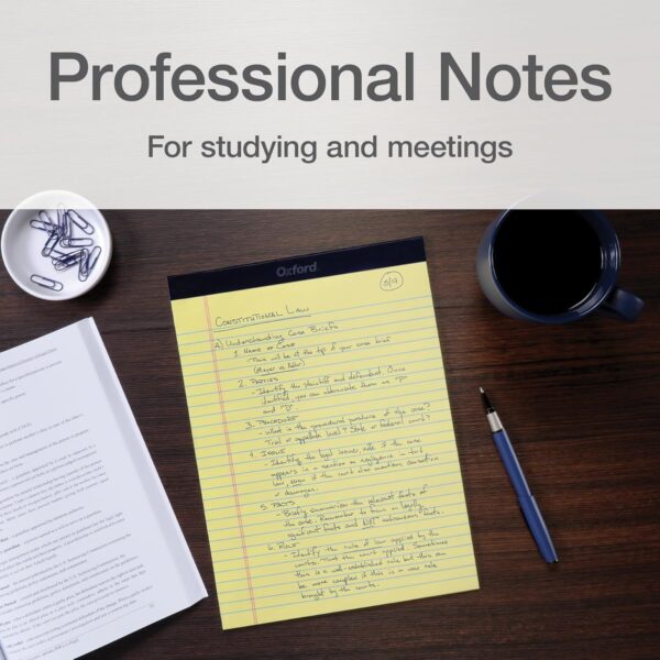 Oxford Premium Legal Pads, 12 Pack, Premium Note Pads, 50 Legal Rule 8.5" x 11" Sheets, Canary Yellow Paper with Firm Back, Professional Legal and Office Notepads