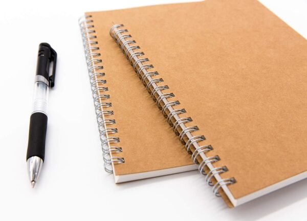 DSTELIN Blank Spiral Notebook, 6-Pack, Soft Cover, Sketch Book, 100 Pages / 50 Sheets, 7.5 inch x 5.1 inch, 100GSM, (Brown)